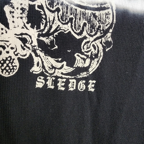 Sledge USA Y2K Tie-Dye Rhinestone Crest V-Neck Top XL Made in USA - Picture 10 of 12